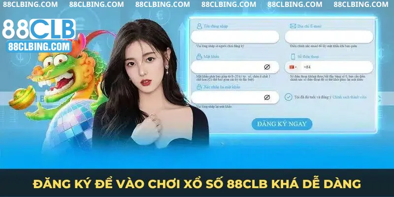 Đăng ký để vào chơi xổ số 88CLB khá dễ dàng